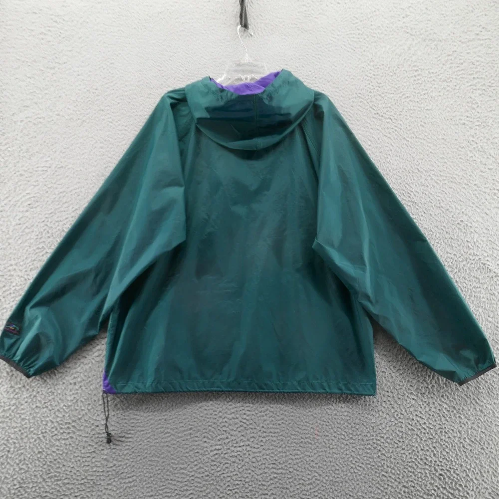 Helly Hansen Full Zip Windbreaker Jacket Large Green Purple Mens Hooded Nylon‎